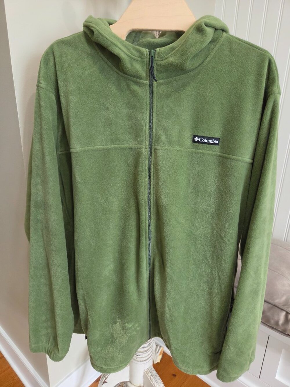 Men's Columbia Fleece Jacket 5XT 5X Tall Green Full Zip Hood New with Tags